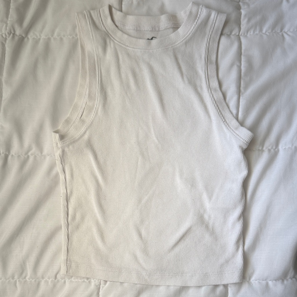 Hollister White Ribbed Tank Top